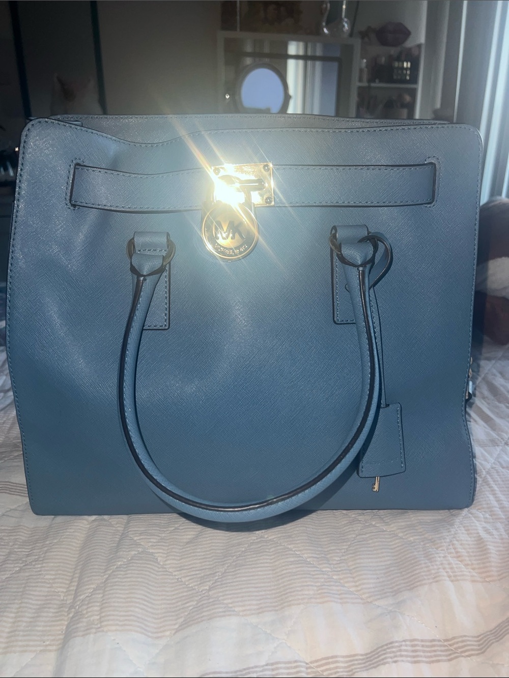 Michael Kors Blue Saffiano Leather Tote